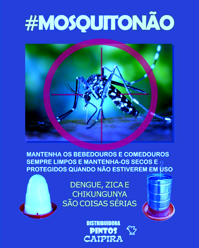 Panfleto com uma alça de mira apontada para o mosquito transmissor da degue, o aedes aegipti