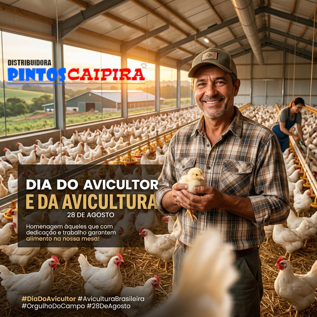 Avicultor dentro da granja cheia de aves